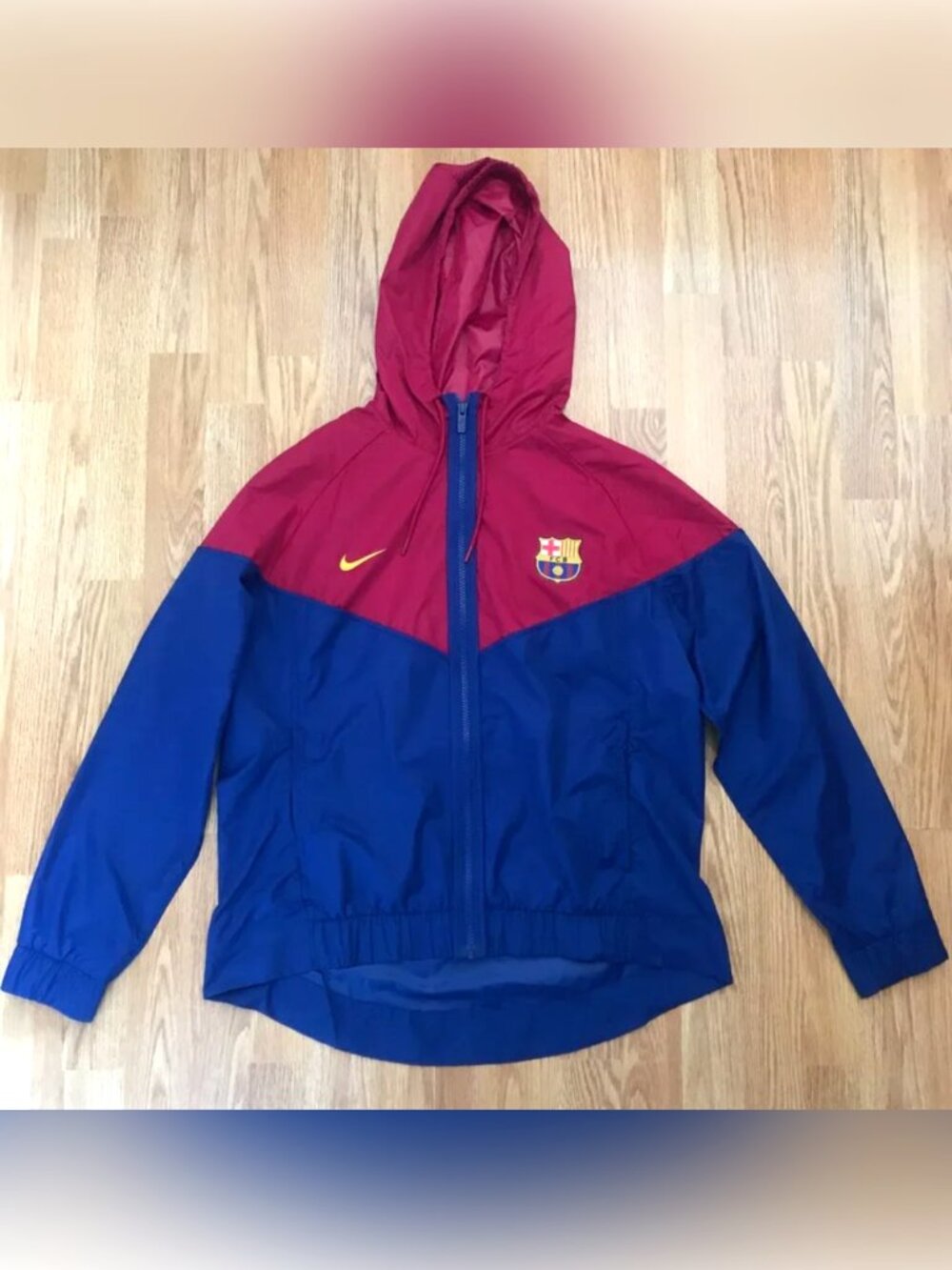 RARE Nike FC Barcelona Spain Windbreaker Jacket Size L Soccer World Cup